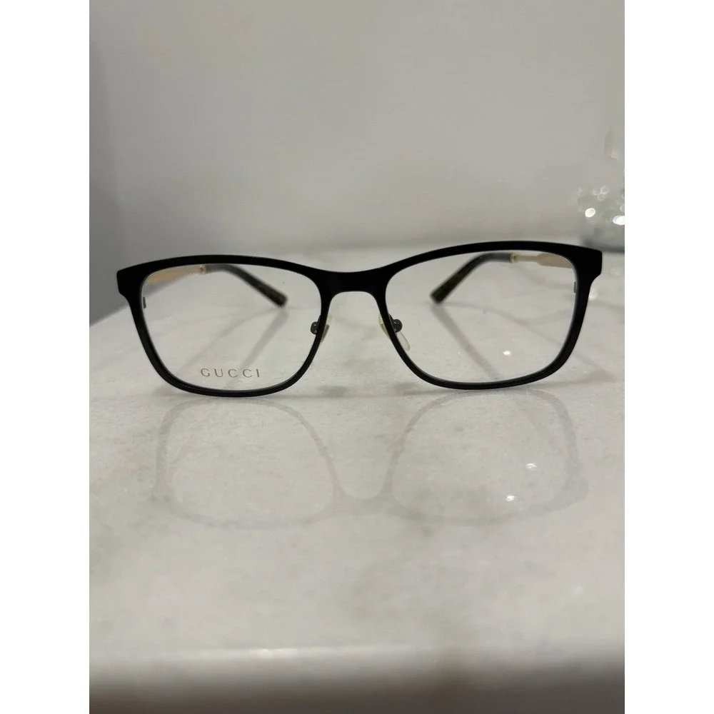Gucci GG0301O 001 Black Rectangular Full Rim Plastic/Metal Eyeglasses 55-17-150